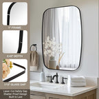 ANDY STAR 30x40” Black Bathroom Mirror, Oblong Vanity Mirror with Stainless Steel Metal Frame, Matte Black Oval Mirror for Over Sink, Modern Anti Rust Wall Mounted