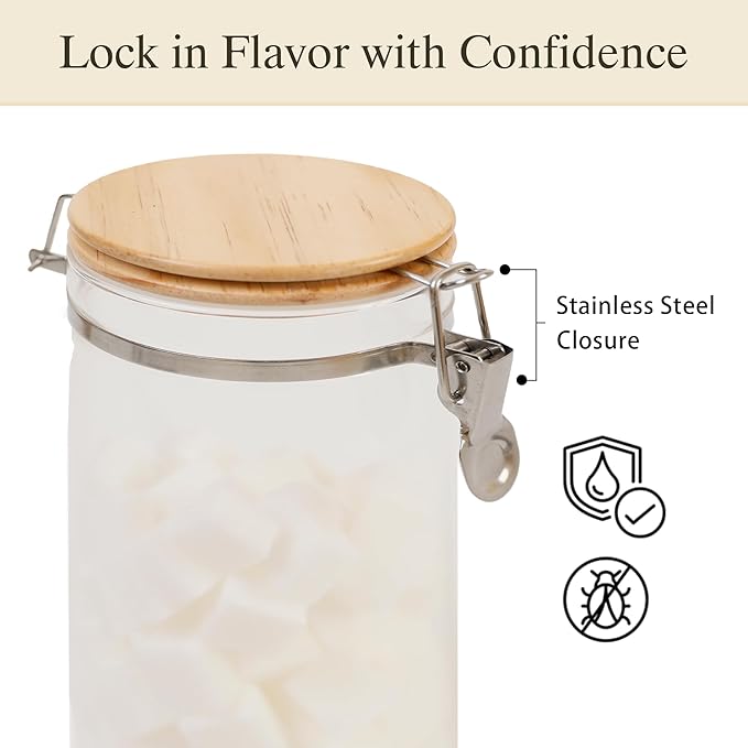 Glass Coffee Canister Set with Shelf & Spoons 3 Piece Coffee Containers for Ground Coffee Coffee Bean Storage Airtight Seal, Coffee Bar Coffee Filter Holder for Kitchen Organization