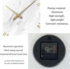 White Small Wall Clocks Battery Operated Marble Analog Clock for Bedroom 12 Inch Round Silent Wall Clock Modern