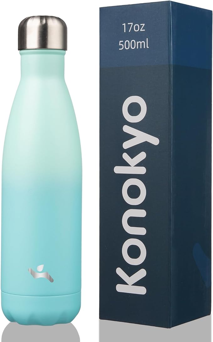 Insulated Water Bottles,17 oz Double Wall Stainless Steel Vacumm Metal Flask for Sports Travel,Mint