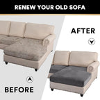 PrinceDeco Sectional Couch Covers 3 Pieces Velvet Sofa Covers L Shape Soft Couch Covers for Sectional Sofa Corner Sofa Cover Couch Cover for Dogs Washable (2 Seater + 1 Chaise,Grey)