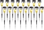 Solar Lights Outdoor Waterproof, Stainless Steel LED Landscape Lighting, Solar Garden Lights Solar Powered, Outdoor Solar Lights for Yard, Pathway, Walkway, Patio, Lawn - 16 Pack (Warm White)