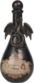 Braxio Halloween Home Decor Potion Bottles - Resin Black Bad Dragon Halloween Potion Bottles Gothic Decor Decorative Bottles Room Decor Aesthetic for Day of The Dead 4.25 * 4.25 * 9.5 Inch
