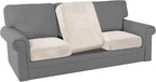 PrinceDeco Sectional Couch Cushion Covers 3 Pieces Velvet Separate Couch Cover Extra Large Stretch Sofa Slipcover Washable Furniture Protector for Sectional Sofa(Each Width Up to 40", Ivory)