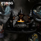 Halloween Black Cat Candle Holder, Cute Halloween Table Decor & Mantel Decoration (Black)