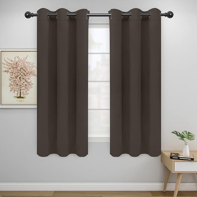 Easy-Going Blackout Curtains for Bedroom, Solid Thermal Insulated Grommet and Noise Reduction Window Drapes, Room Darkening Curtains for Living Room, 2 Panels(46x63 in, Taupe)