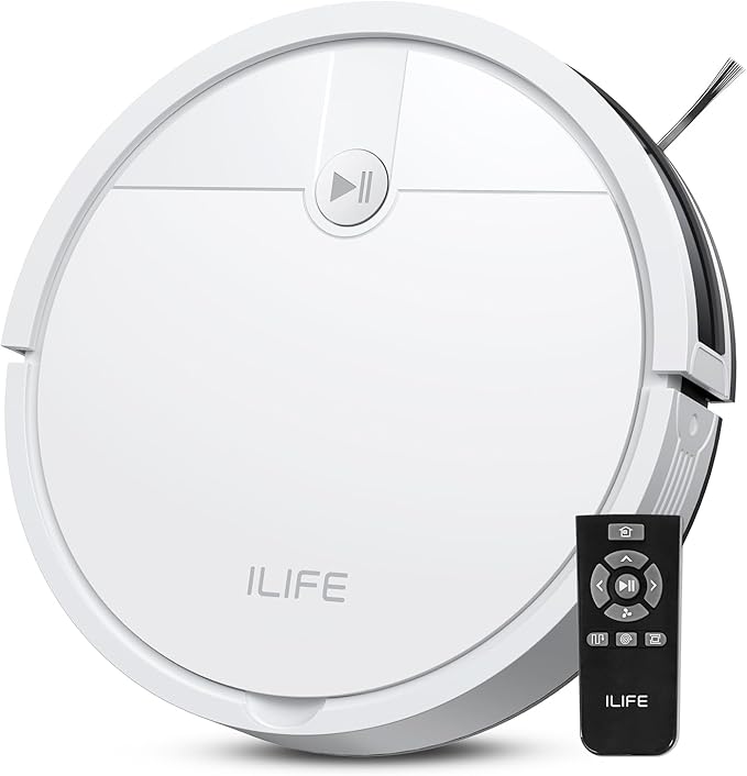 ILIFE V2 Robot Vacuum Cleaner, Tangle-Free Suction, 120 Mins Runtime, Slim, Self-Charging Robotic Vacuum Cleaner, Ideal for Pet Hair and Hard Floors