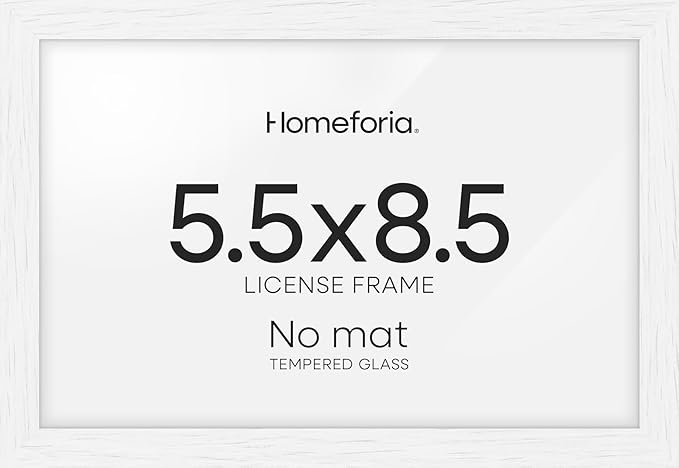 Homeforia 5.5x8.5 Business License Frame White, High End Oak 5.5 x 8.5 Wood Certificate Frames, 5.5by8.5 Document Frames for Wall or Tabletop, Wooden Picture Frames, Tempered Glass, Wall Kit, Set of 1