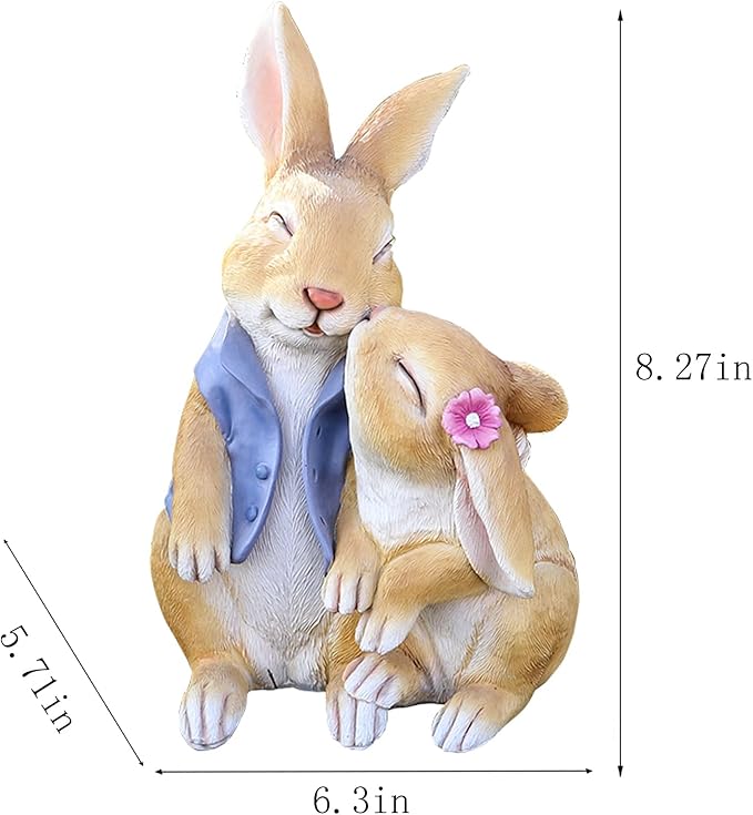 Garden Rabbit Statue Outdoor Decor Resin Funny Bunny Figurines for Outdoor Patio Lawn Yard Art Decoration Christmas Housewarming Gift