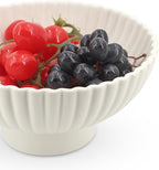 White Ceramic Fluted Decorative Bowl - 8 inch Fruit Footed Bowl for Kitchen Counter, Modern Key Pedestal Ruffle Bowl for Entryway Table & Home Organization-Fits Bread, Fruits, Salad or Popcorn