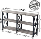 LVB Farmhouse Sofa Table, Rustic Console Table for Living Room, Entryway Table with Storage, Hallway Entry Table for Foyer, Light Grey Oak, 47 Inch