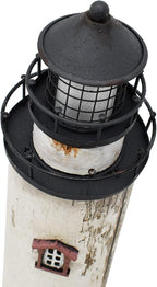 Linfevisi Wood Lighthouse Decor Rustic LED Light House Decor Wooden Decorative Nautical Lighthouse Statue Coastal Beach Themed Lighthouse Handcrafted Tabletop Decoration Home Bathroom (12")