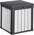 40 Gallon Resin Deck Box, Lockable Patio Outdoor Storage Box for Furniture, Garden Tools and Tools Storage, Waterproof Outside Storage Boxes - Black&White