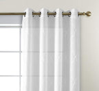MIUCO Moroccan Embroidered Semi Sheer Curtains Faux Linen Grommet Window Curtains for Bedroom Living Room 84 Inches Long 2 Panels, Pure White