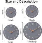 Mosewa Wall Clock 12 Inch Gray Silent Non Ticking Battery Operated Modern Simple Wooden Clock Decorative for Kitchen Home Bedroom Bathroom Office Living Room