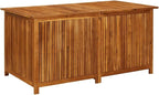 vidaXL Wooden Outdoor Storage Box with Gas-Lift Lid – Patio Deck Chest with Zippered Waterproof Bag for Garden Bench, Pool, Porch, Trunk, Cabinet, Teak Look – Brown, 59.1"x31.5"x29.5"
