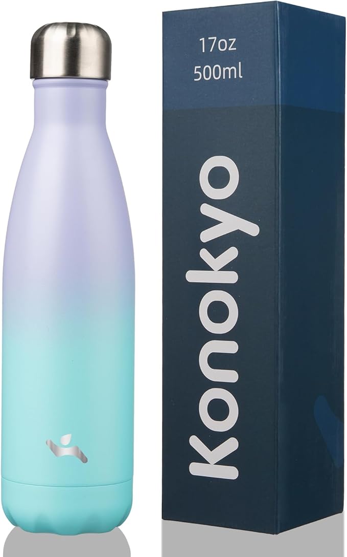 Insulated Water Bottles,17 oz Double Wall Stainless Steel Vacumm Metal Flask for Sports Travel,Lavender Green