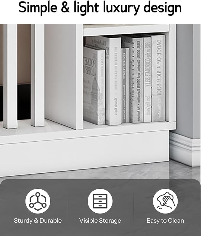 Wall Room Divider, Storage Cabinet Storage Display with Shelves, Modern Freestanding Wood Room Divider Screen, Wall Privacy Screens for Home Decorative (White,35.4" L x 9.5" W x 79.5" H)