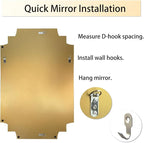 Gold Mirror for Wall, 36x24 Gold Wood Framed, Scalloped Beveled Polished Rectangle Mirror, Large Decorative Mirrors for Wall Decor, Irregular Mirror for Living Room, Bathroom Vanity, Entryway