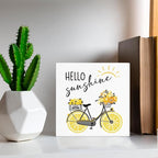 Lemon Decor Summer Decorations Hello Sunshine Wooden Sign Rustic Home Decor 5 x 5 Inches