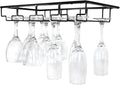 4 Rows Wine Glass Rack Under Cabinet Hanging Stemware Wine Glass Holder Under Shelf Wire Wine Glasses Racks Hanger for Bar, Kitchen (1, 4 Rows)