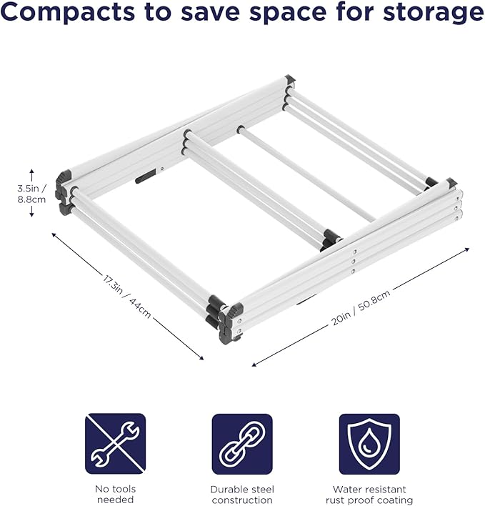 BLACK+DECKER 3 Tier Expandable Collapsing Foldable Laundry Rack for Air Drying Clothing, Space Saving Heavy Duty Lightweight Metal Drying Rack(White)
