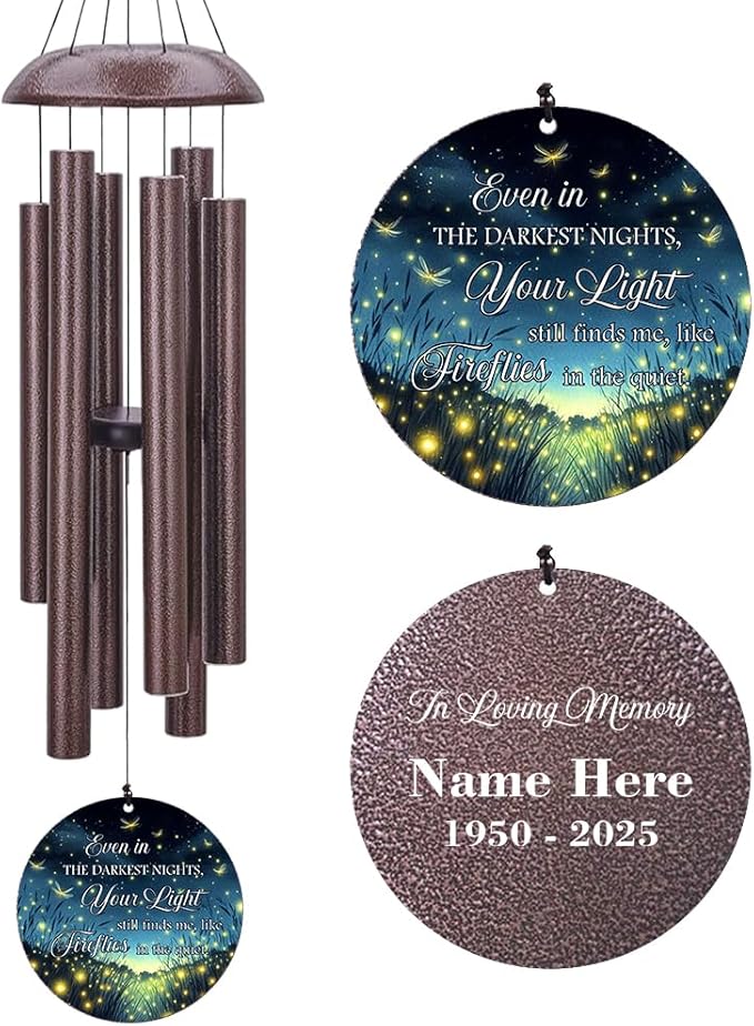 Personalized Sympathy Wind Chimes, 36inch Customized Wind Chime, Memorial Gifts for Loss of Loved One, Wind Chimes in Loving Memory of Dad/Mom, Condolences Gifts for Funeral