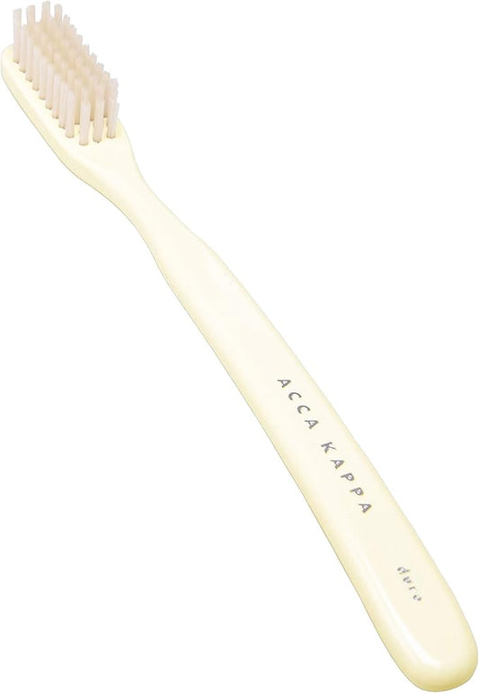 Acca Kappa Vintage White Toothbrush Hard Nylon Bristles Retro-Style Ergonomic Handle
