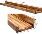 AZSKY 24" Floating Wall Ledge Shelf Wood Picutre Shelf Wall Mounted Nursery Kids Bookshelf Spice Rack Bathroom Storage Shelves Display Organizer Set of 2