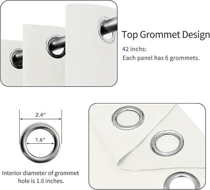 Easy-Going Blackout Curtains for Bedroom, Solid Thermal Insulated Grommet and Noise Reduction Window Drapes, Room Darkening Curtains for Living Room, 2 Panels(42x63 in, Ivory)