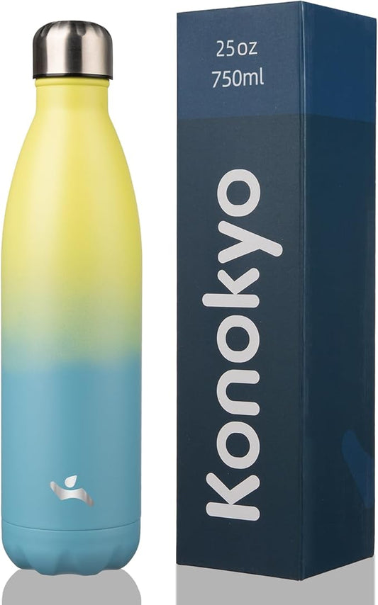 Insulated Water Bottles,25 oz Double Wall Stainless Steel Vacumm Metal Flask for Sports Travel,Sandy Beach