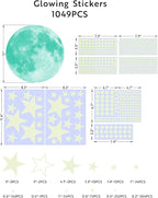 1049Pcs Glow in The Dark Stars and Moon for Ceiling, Wall Bedroom Chirldren's Room Stickers Decals Decor, Boys & Girls' Gifts