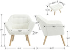 Modern Sherpa Accent Chair with Ottoman Set of 2, Fluffy Upholstered Lounge Chair with Footrest, Comfy Living Room Side Boucle Armchair for Small Space Bedroom, White