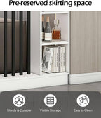 Wall Room Divider, Storage Cabinet Storage Display with Shelves, Modern Freestanding Wood Room Divider Screen, Wall Privacy Screens for Home Decorative (White+Black,35.4" L x 9.5" W x 79.5" H)