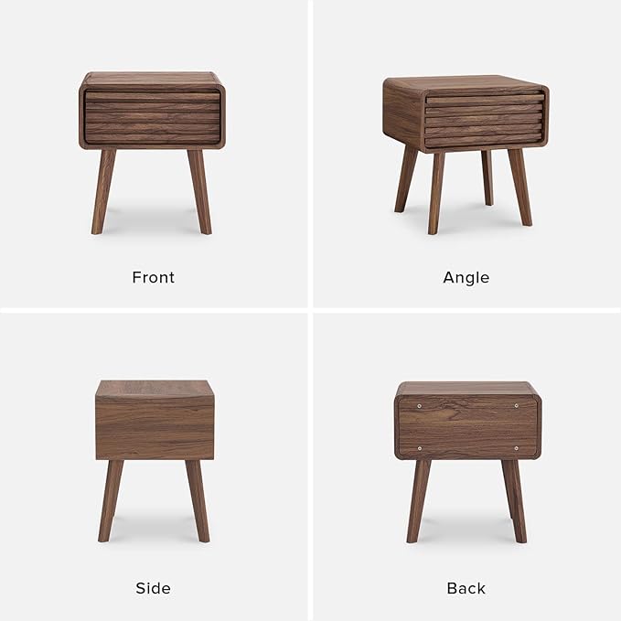 mopio Ensley Mid Century Modern Nightstand with Drawer - Bedside Table