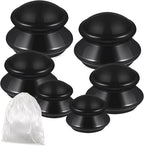 TrelaCo 6 Pcs Cupping Kit for Massage Therapy 3 Sizes Silicone Cupping Set Chinese Massage Therapy for Studio Household Cellulite Joint Pain Muscle Pain(Black)