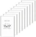 HAUS AND HUES 11x17 White Metal Picture Frames - Features Premium Aluminum, Vertical & Horizontal Hang, Shatterproof Plexiglass - Ideal for Home, Room, Office (11x17 in, White, Set of 9)