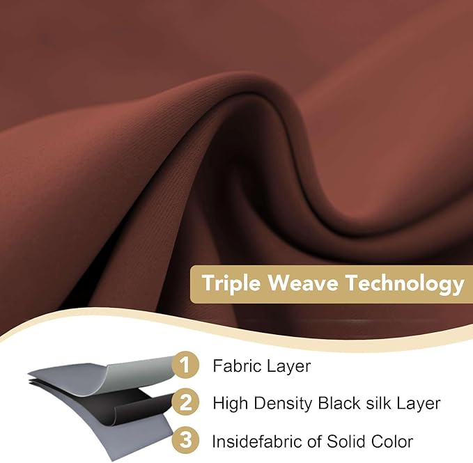 H.VERSAILTEX Ultra Soft Microfiber Thermal Insulated Antique Copper Grommet Blackout Curtains/Window Treatment Draperies 52 by 72 - Inch for Living Room/Bedroom, Set of 2 - Rust