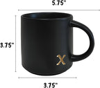 COLLECTIVE HOME - Black Monogram Ceramic Mugs, 15 oz Golden Initial Coffee Cups, Elegant Alphabet Tea Mugs, Personalized Halloween Mug with Gift Box, Perfect for Office and Home Décor (x)