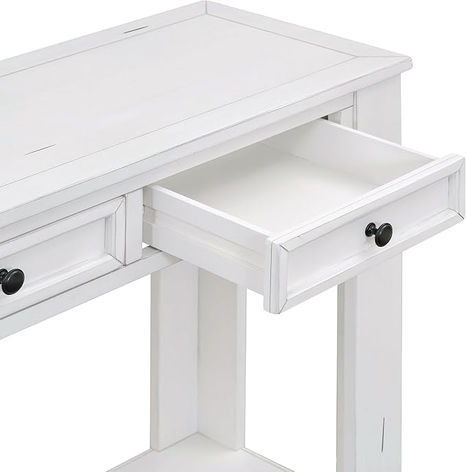 White Console Table,Solid Wood Sofa Table with 4 Drawers Hallway Table for Storage Entry Foyer Behind Couch Table,Fully Assembled (63" White)