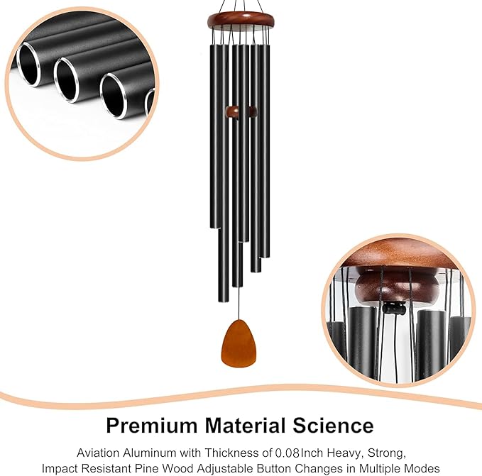 Wind Chimes for Outside Deep Tone, 50 inch Large Wind Chimes, 6 Heavy Duty Tubes Aluminium Metal Extra Large Wind Chime, Decoration for Garden, Patio, Yard, Gift for Mother's Day(Waterdrop)