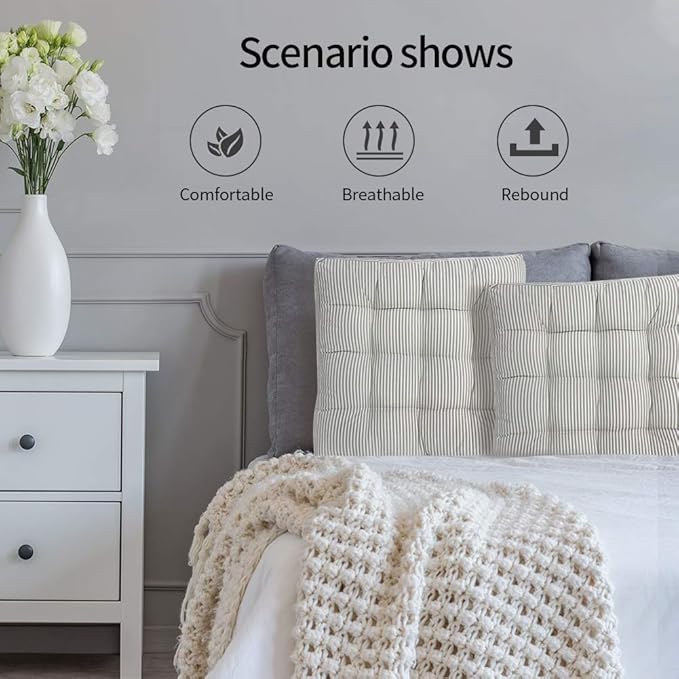 Tiita Chair Cushions 22"x22" Square Windows Pad for Adults Seating Pillows Set of 2, Green