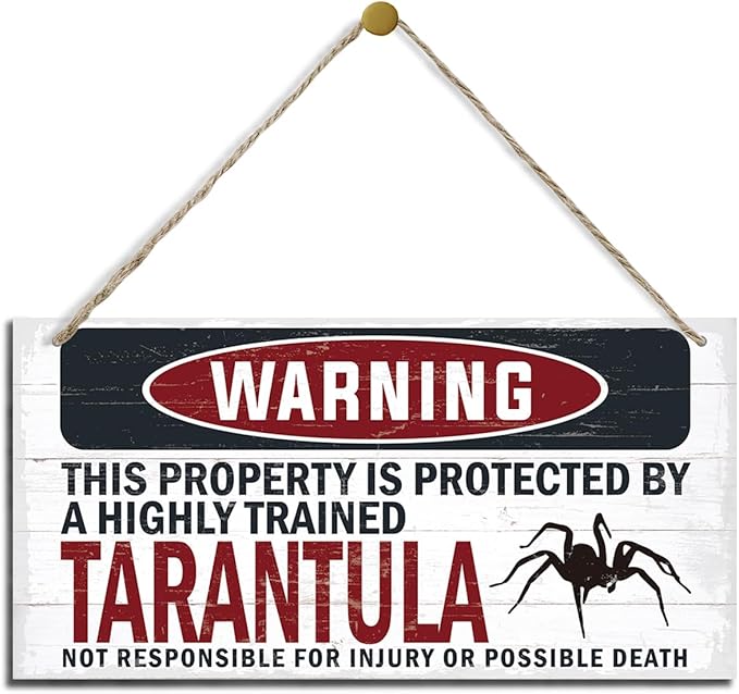Warning Sign, Tarantula Warning Wood Plaque Sign, Funny Door Signs, Decorative Wood Hanging Suspension Plaque, Farmhouse Wooden Wall Decor, Outdoor Hanging Wooden Signs