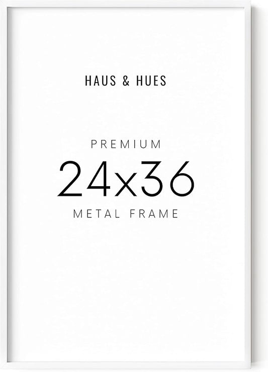 HAUS AND HUES 24x36 White Poster Frame - 24x36 Inch White Aluminum Frame for Large Photos