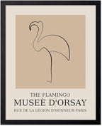 Poster Master Vintage Poster - Retro Minimalist Print - Gift for Artist, Housewarming - Flamingo, Line Drawing, Sketch, Abstract - Wall Decor for Living Room, Bedroom, 8x10 Black Framed