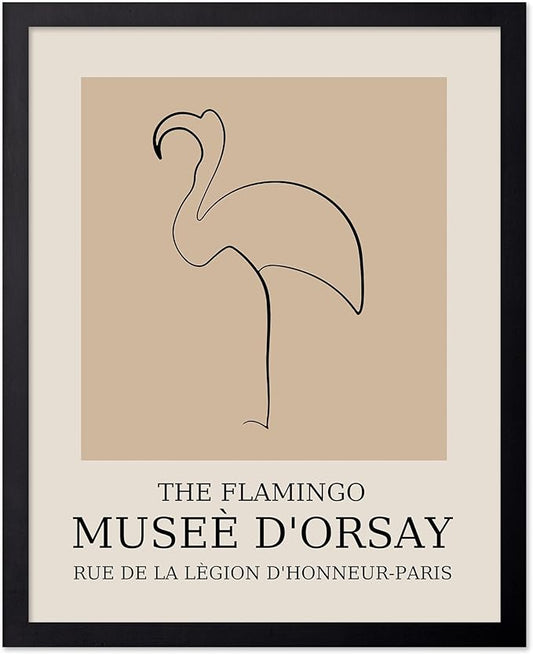 Poster Master Vintage Poster - Retro Minimalist Print - Gift for Artist, Housewarming - Flamingo, Line Drawing, Sketch, Abstract - Wall Decor for Living Room, Bedroom, 18x24 Unframed Wall Art