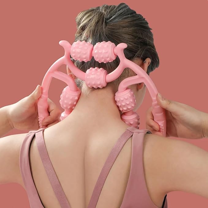 10 Roller Circular Leg Massager with Bonus Massage Stick – Manual Back & Leg Rollers, Relajador de Piernas Set, Circular Leg Clamp Roller for Neck, Arms & Legs (Blue)