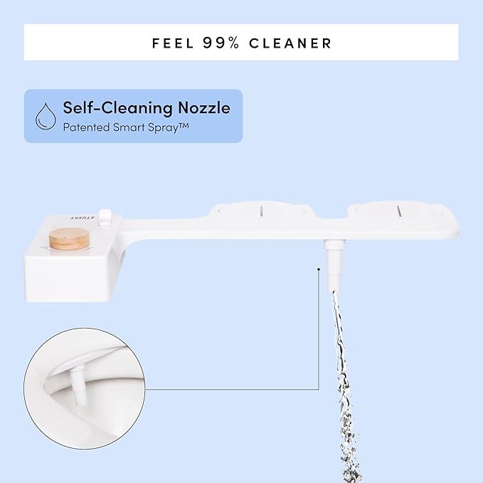TUSHY Classic 3.0 Bidet Toilet Seat Attachment - A Non-Electric Self Cleaning Water Sprayer with Adjustable Water Pressure Nozzle, Angle Control & Easy Home Installation (White/Gold)