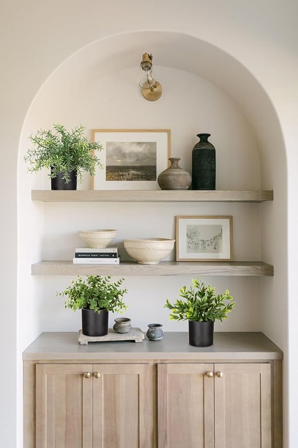 3 Pack Small Fake Plants for Shelf Decor Accents with Plastic Pot Artificial Potted Plants for Rustic Farmhouse Decor Faux Plants Indoor Fake Potted Plants Artificial for Home Office Bookshelf Decor