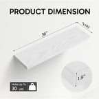 BAYKA Floating Shelves for Wall, 36 inches Wall Mounted Rustic Wood Shelves for Bathroom, Bedroom, Living Room, for Storage/Decor with 30lbs Capacity（White,Set of 3